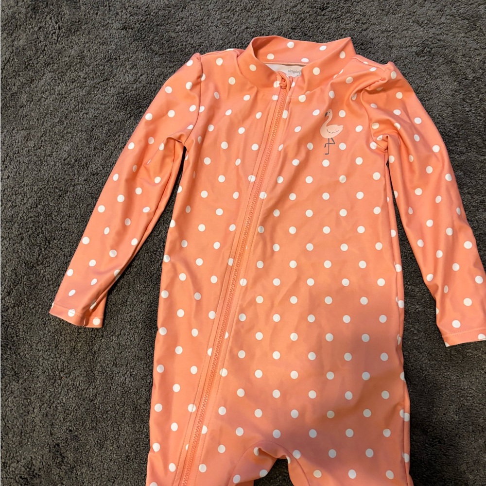 ⭐️ 3 for $20 Polka Dot Flamingo Rash Guard Shorts Wetsuit Bathing Suit